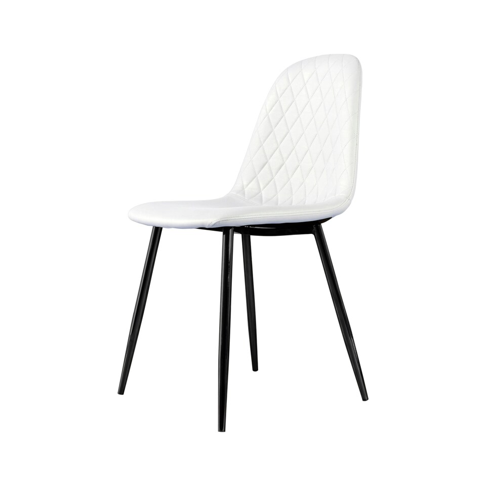 image 1 of Furniturebox 2x Corona Black Leg White Faux Leather Dining Chair