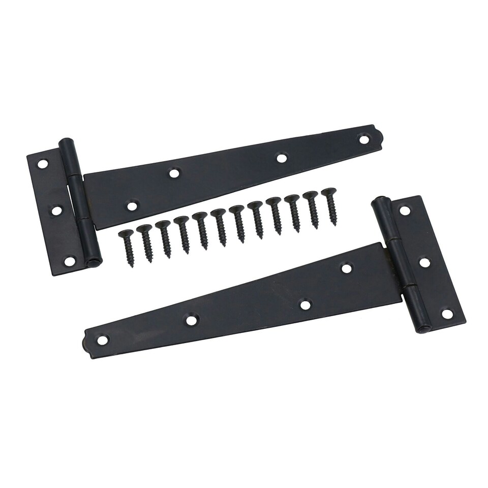 image 1 of 6" (150mm) Heavy Duty T Tee Hinges for Doors + Gates with Fixing Screws 20pc Black