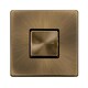 image 1 of SE HOME Antique Brass Screwless Plate 10A 1 Gang Ingot 3 Pole Fan Isolation Switch - Black Trim - SE Home Brown | Antique Brass