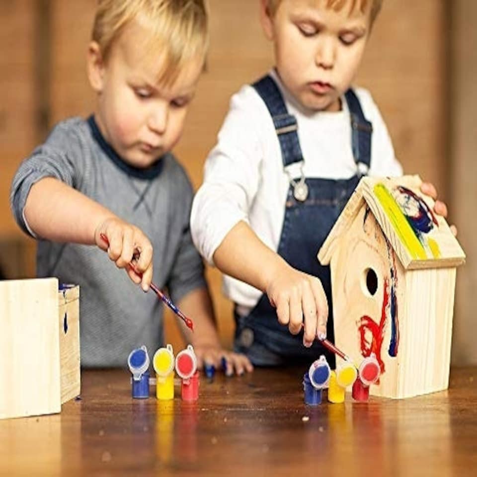 image 1 of Wooden DIY Paintable Bird Nest Box Multi