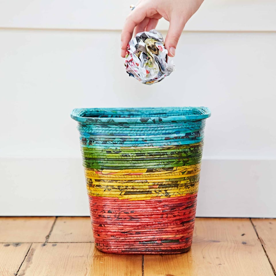 image 1 of Recycled Newspaper Waste Paper Basket