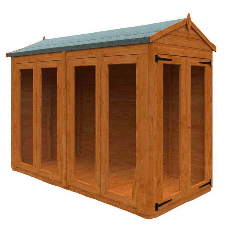 image 1 of 8x4 Flex Apex Full Pane Summerhouse 12mm Flex - L238.8 x W115 x H219.2 cm - Solid Wood/Softwood/Pine - Burnt Orange