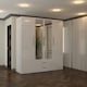 image 3 of Modern 4-Door High Gloss Wardrobe with Soft-Close Mirrors, Gold Accent Handles, Drawers & Shelves – 160cm Wide White | White160cm