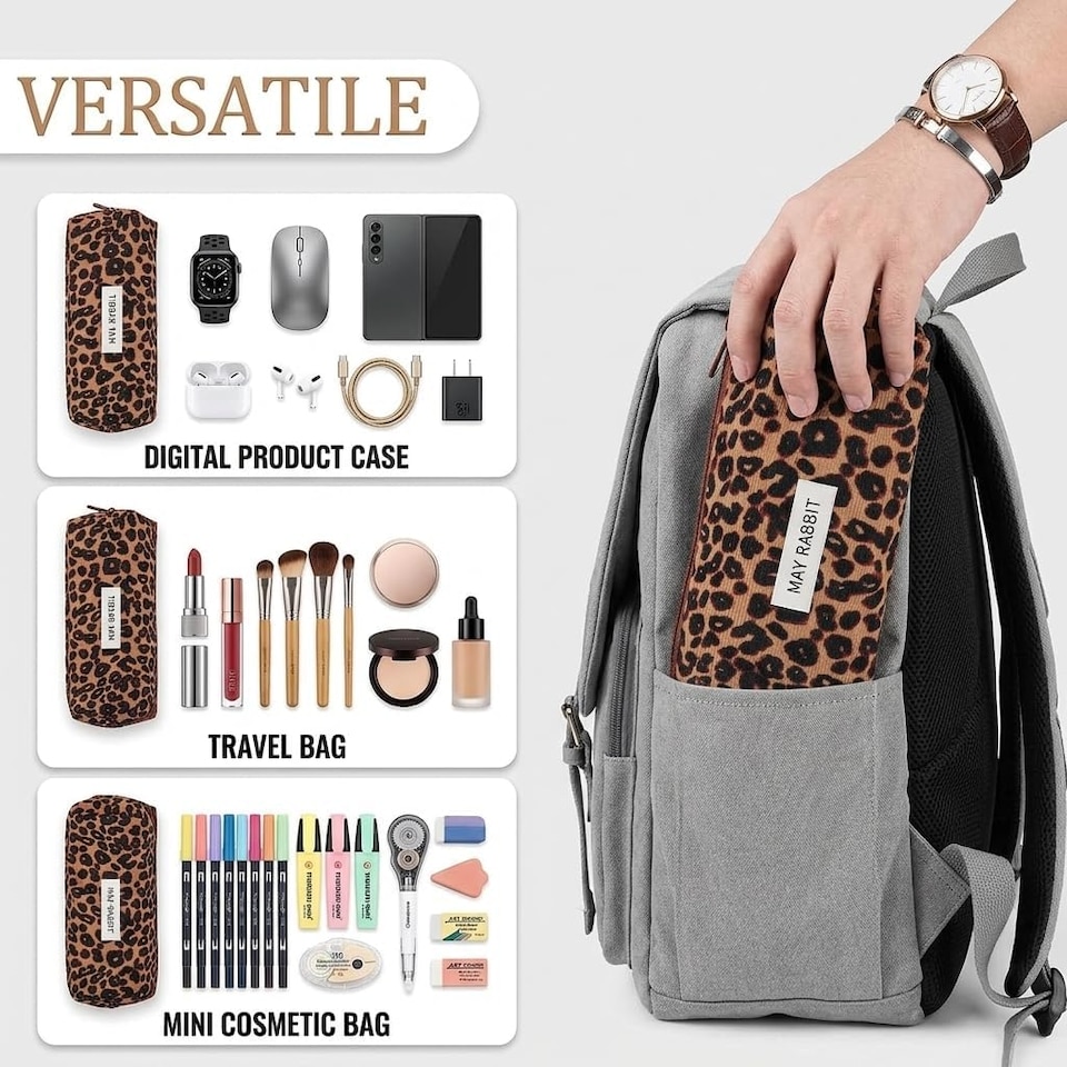 Leopard Corduroy Cute Pencil Case, Kids Adult Pencil Case, Stylish