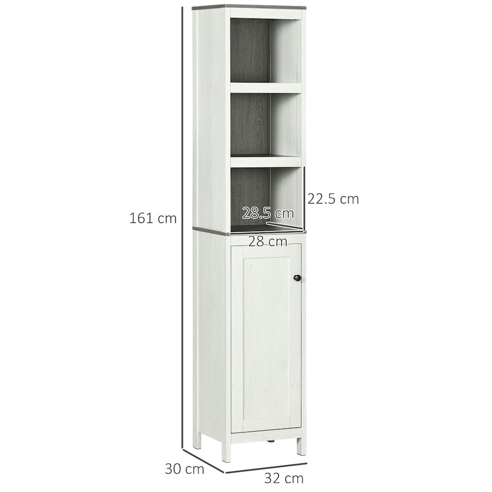 image 1 of kleankin  Bathroom Storage Cabinet w/ Door Cupboard and Adjustable Shelf, White