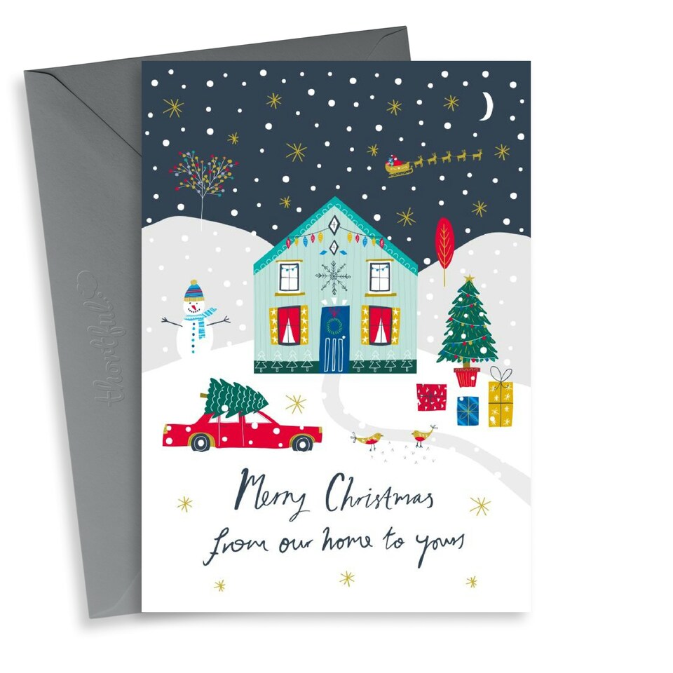 image 1 of Traditional Snow Christmas Card From Our House To Yours