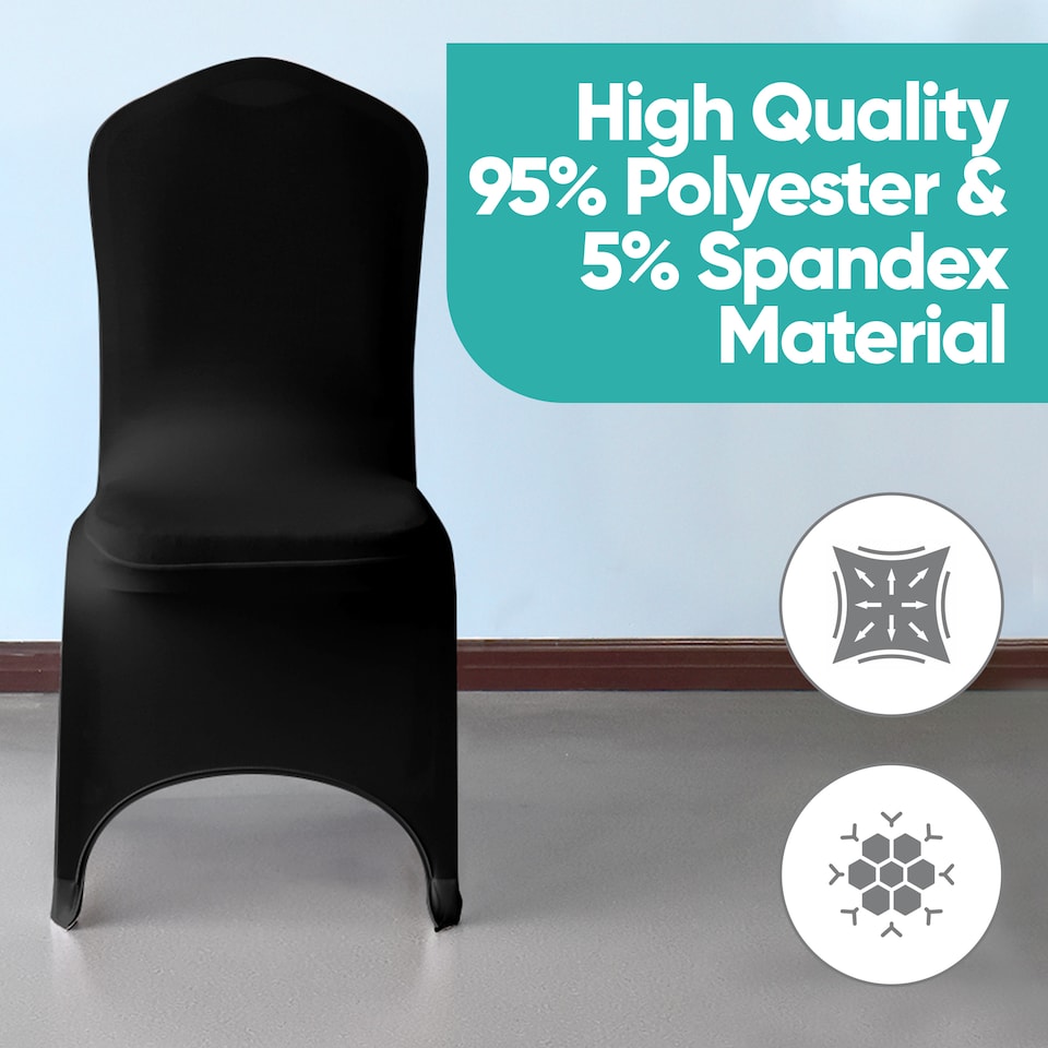 image 1 of 220GSM Black Spandex Chair Cover Stretch Fabric, Premium Quality Slipcovers