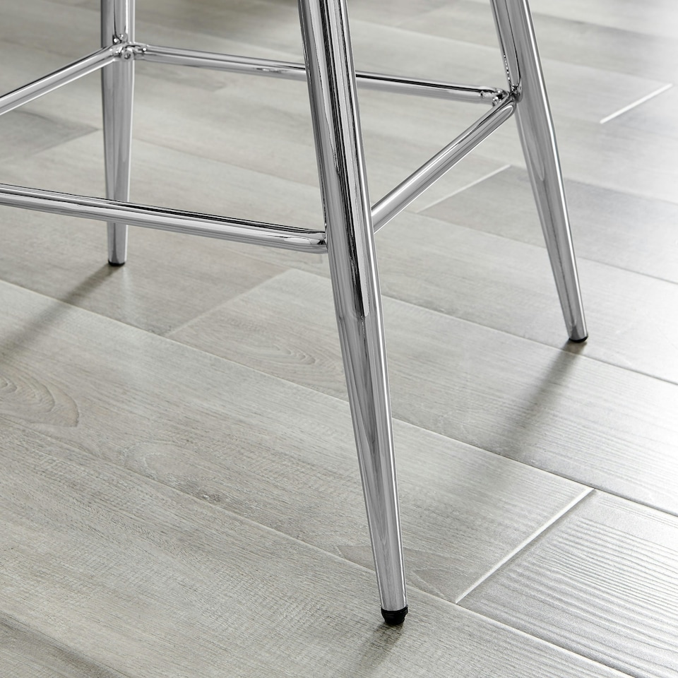 image 1 of Furniturebox Corona 2x Grey Faux Leather Silver Legs Bar Chair