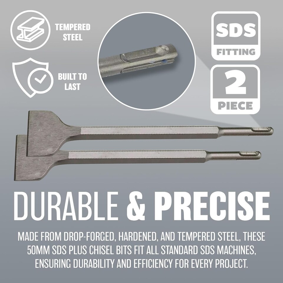 image 1 of Set Of 2 Sds Plus Chisel Drill Bit 50mm Rotary Hammer Masonry Drilling
