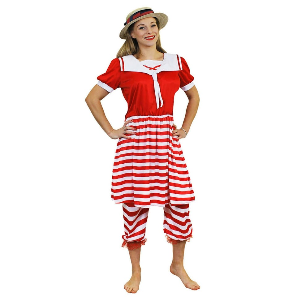 image 1 of Victorian Bather Costume Red | S