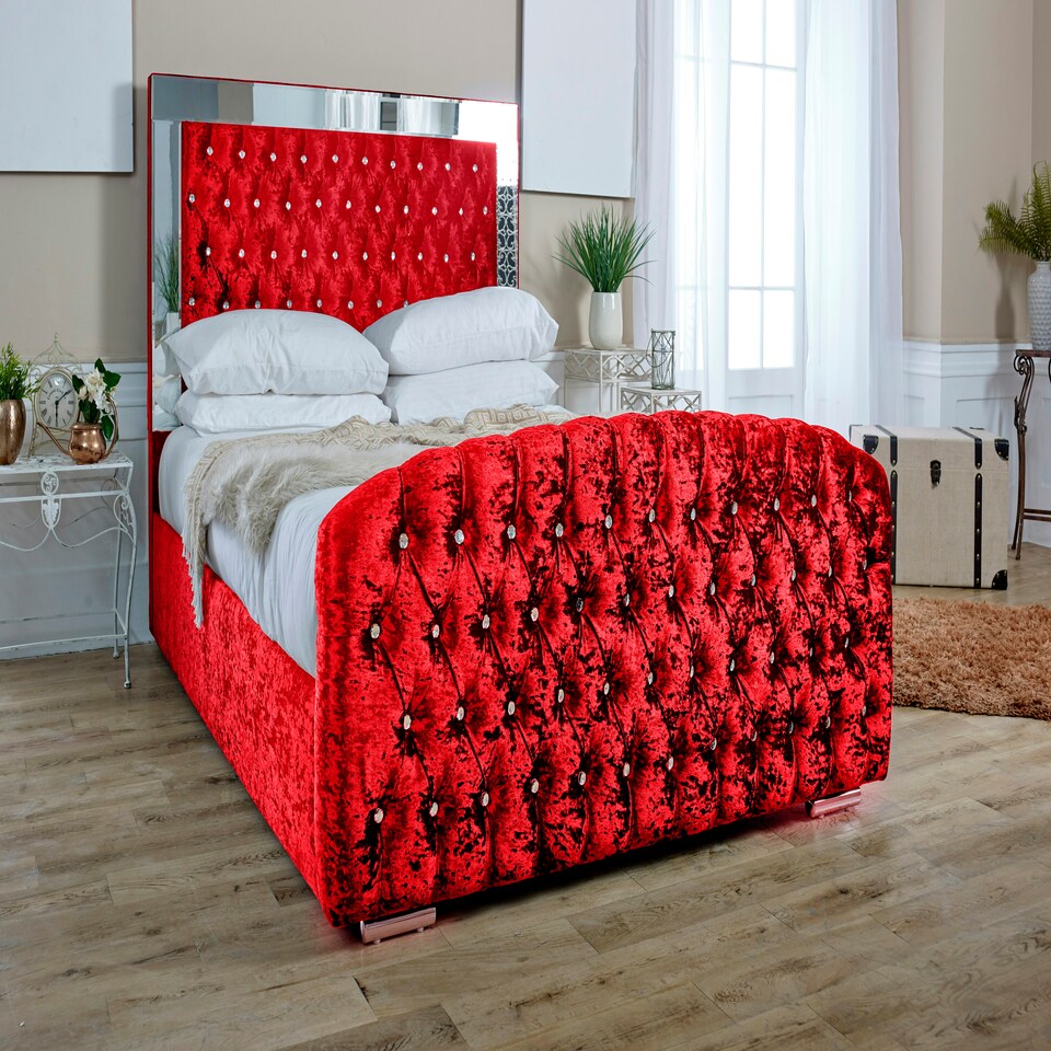 Skipton Crush King Bed Frame - Red