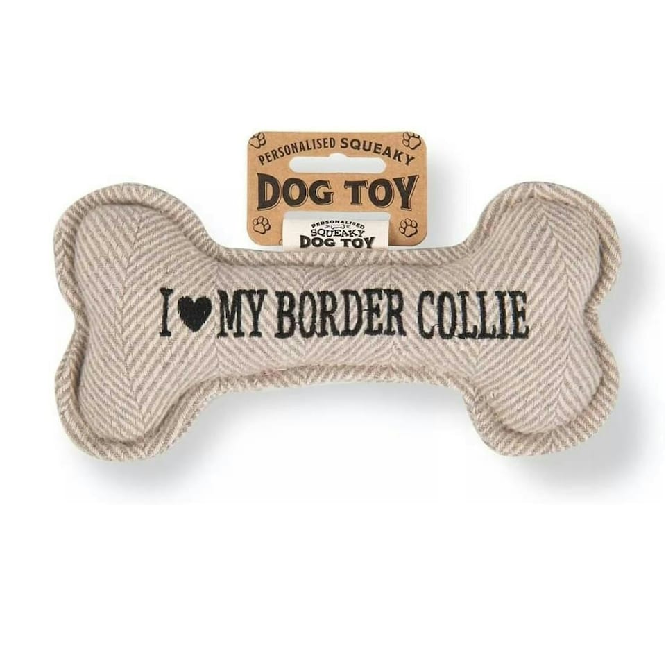 image 1 of History & Heraldry Pre-Personalised Squeaky Bone Dog Toy - Border Collie