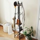 image 8 of HOMCOM Industrial Coat Stand with 4 Storage Shelves and 8 Hooks Rustic Brown | Brown | Black | One Size