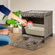 image 3 of COSTWAY Foldable 2-tier Rattan Cat Litter Box Enclosure With  Litter Mat-Gray