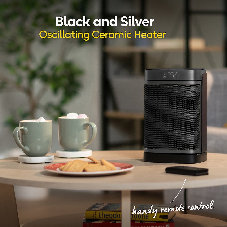 image 1 of Russell Hobbs RHCH2001S Space Heater in Black & Silver Square 1500W Portable Electric Heater