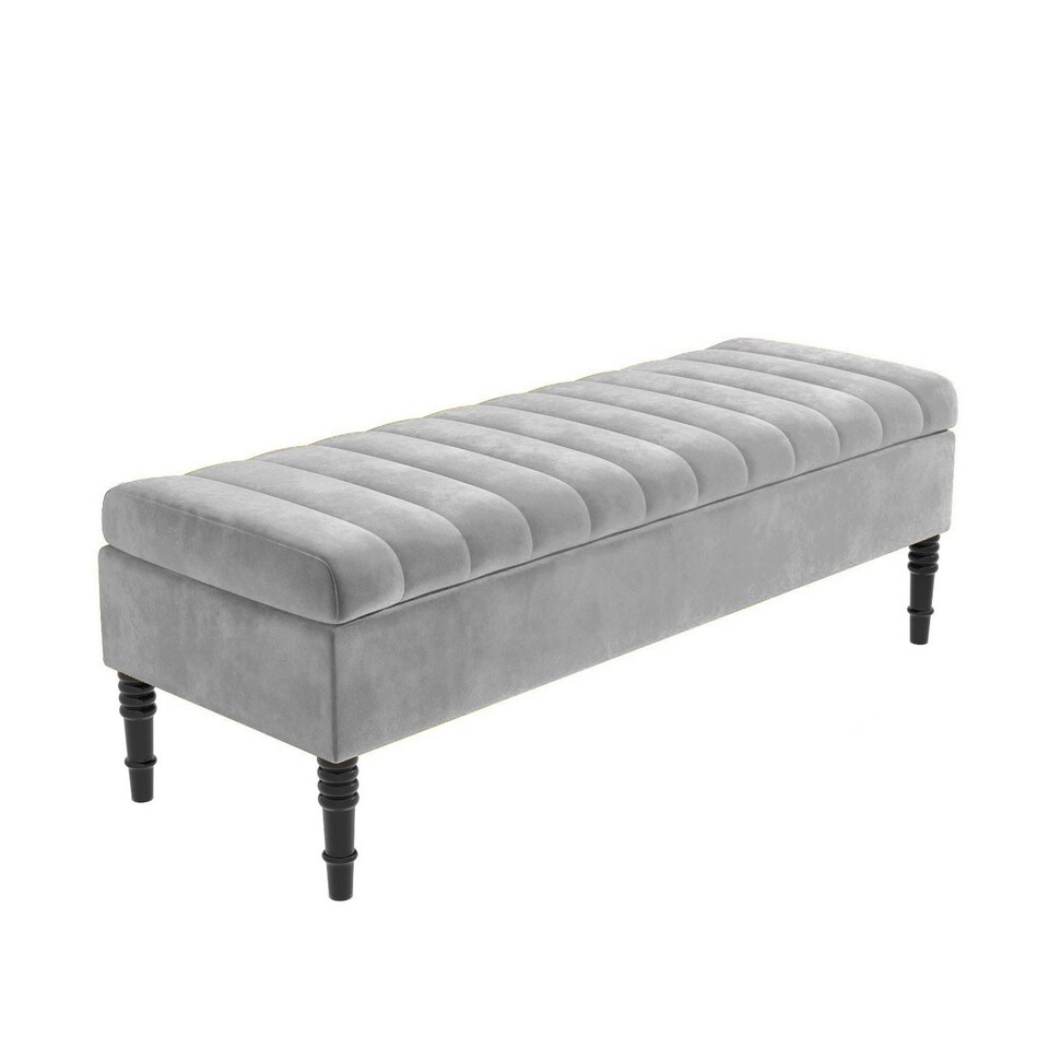image 1 of Safar 180cm Ottoman Storage Bench - Plush Velvet Shoe Bench - Silver Lined Upholstery Storage Footstool