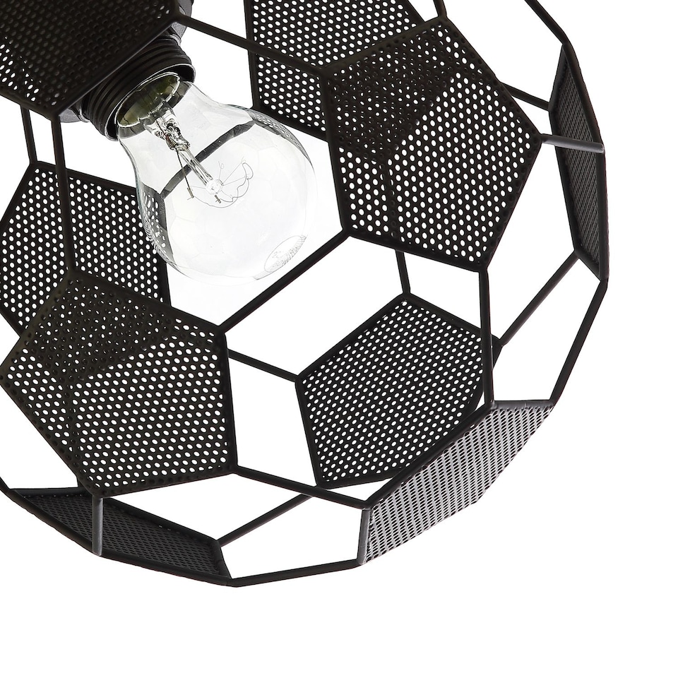 image 1 of Modern Matte Black Football Soccer Pendant Lamp Shade with Laser Cut Holes | Black | Black | 1