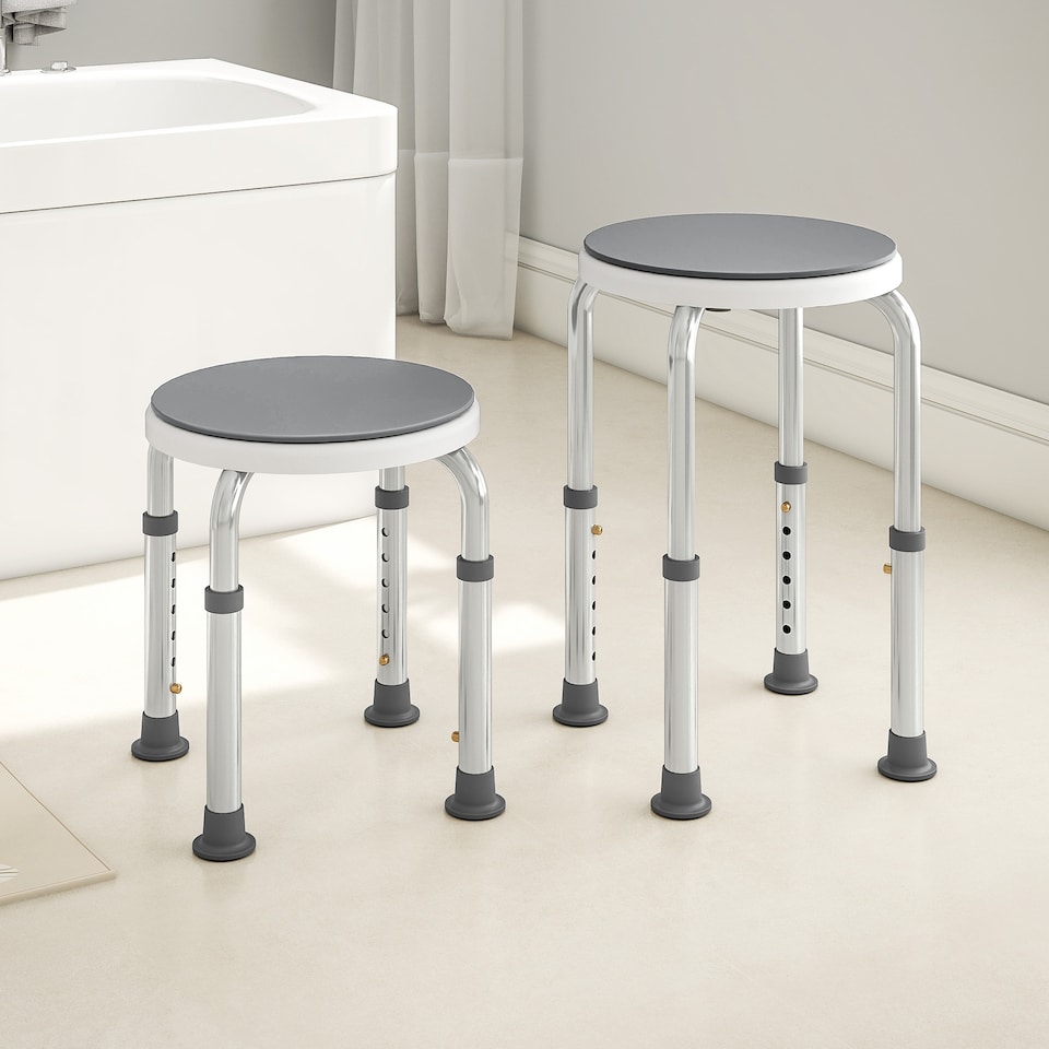 image 1 of HOMCOM 360 Degree Swivel Shower Stool with Non-Slip Feet for Disabled, Grey