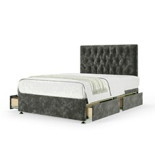 Charcoal Chenille 4 Drawer Divan Base and Lona Headboard Double