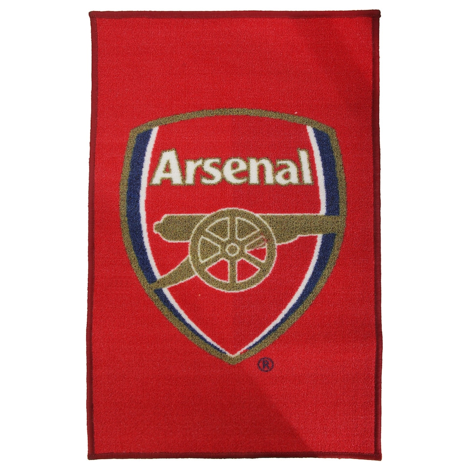 image 1 of Arsenal FC Official Printed Football Crest Rug/Floor Mat - Red - One Size