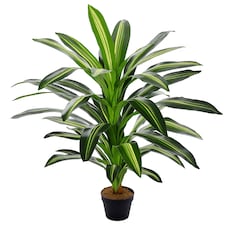 Outsunny 110cm3.6FT Artificial Dracaena Tree Decorative Plant 40 Leaves with Nursery Pot, Fake Tropical Tree for Indoor Decor