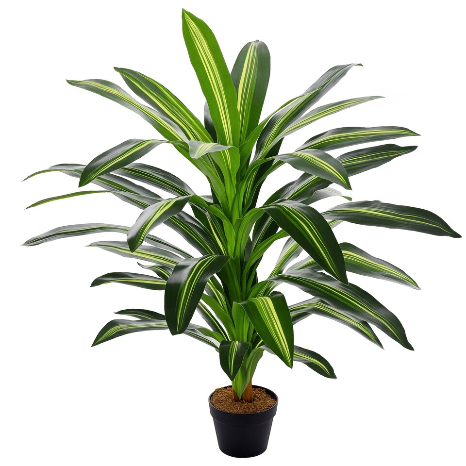image 1 of Outsunny 110cm3.6FT Artificial Dracaena Tree Decorative Plant 40 Leaves with Nursery Pot, Fake Tropical Tree for Indoor Decor