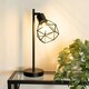 image 1 of ValueLights Angus Matte Black Metal Geometric Basket Shade Table Lamp with LED Bulb