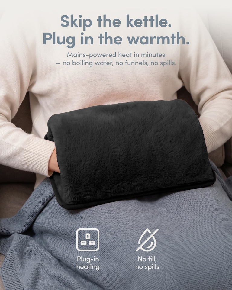 image 1 of Keplin Rechargeable Electric Hot Water Bottle Flannel Cover Auto Shut Off