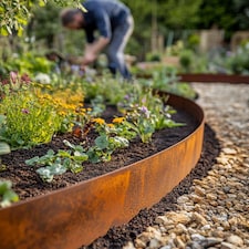 Nicoman Pre Rusted Metal Lawn Edging Border, Garden Edging | Bronze | Rust | 5m | 1