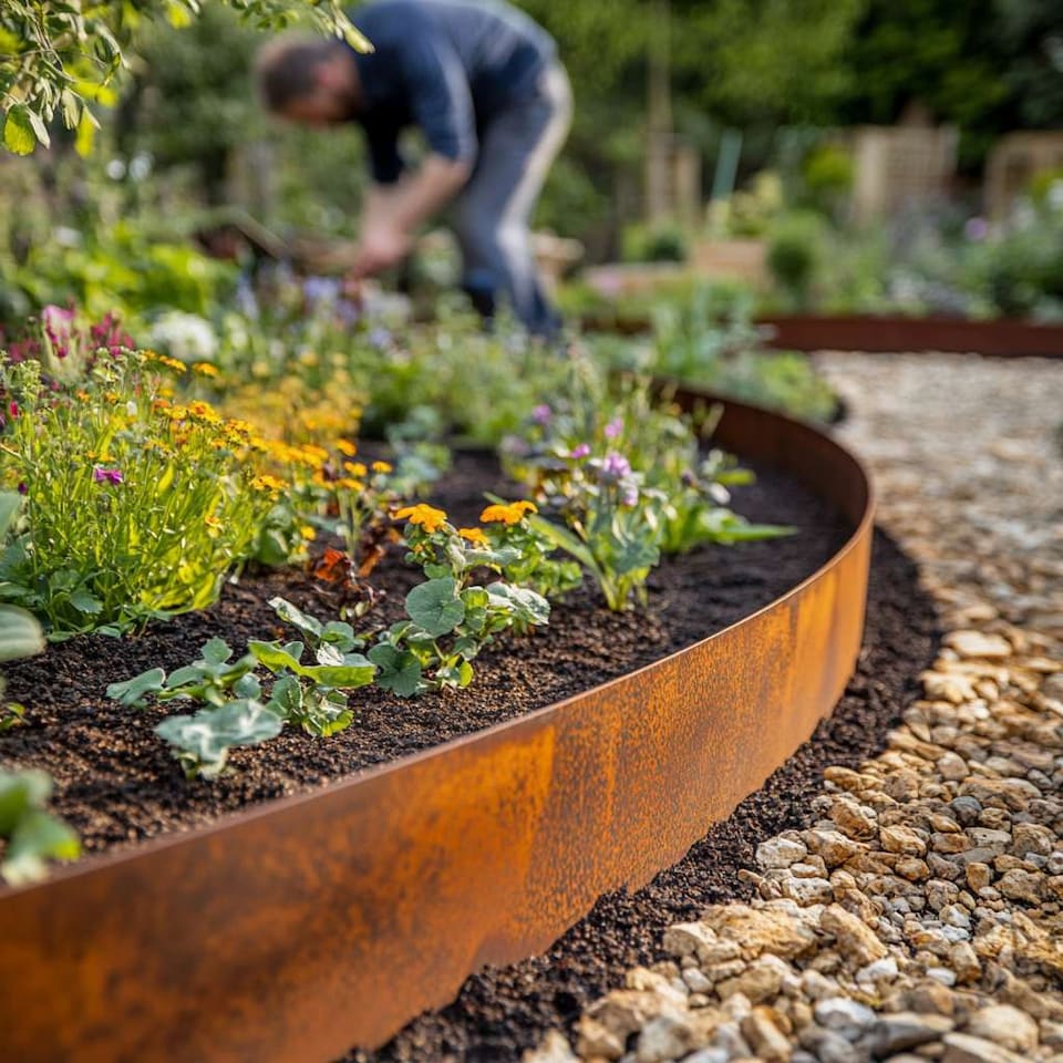 image 1 of Nicoman Pre Rusted Metal Lawn Edging Border, Garden Edging | Bronze | Rust | 5m | 1