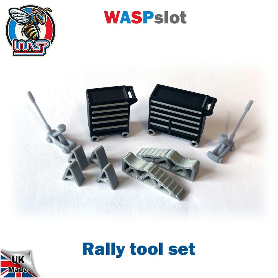 image 1 of Slot Car Trackside Scenery Rally Service Tool Set Black 1:32 Scale WASP