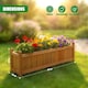 image 4 of GEEZY Wooden Rectangular Garden Flower Planters Brown Set of 2