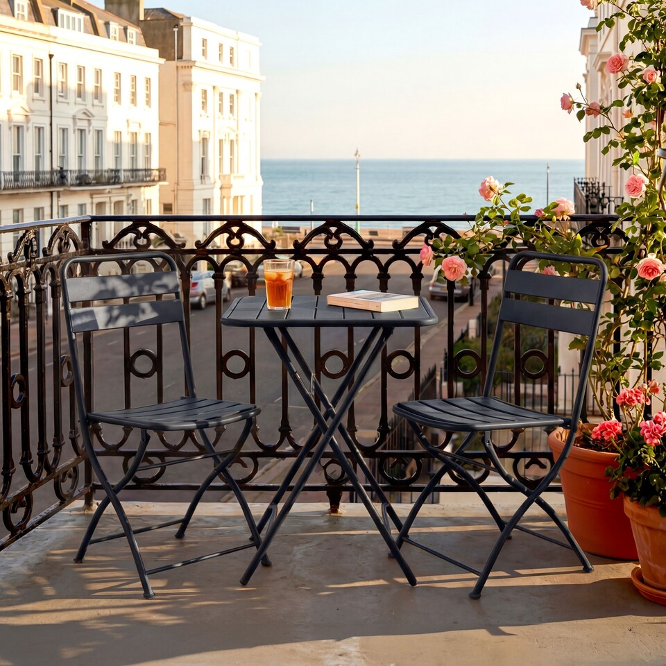 image 1 of Colourways Vibrant Folding Patio or Balcony Set - Black