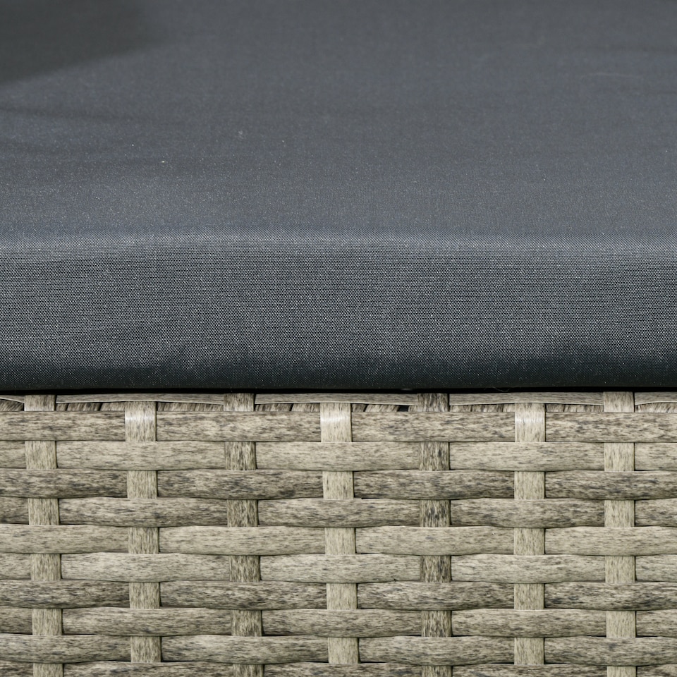 image 1 of Outsunny 2 Seat Rattan Garden Bench, Patio Wicker Chair with Glass Tea Table, Outdoor Love Seat with Padded Cushions, for Garden, Porch, Mixed Grey/Grey