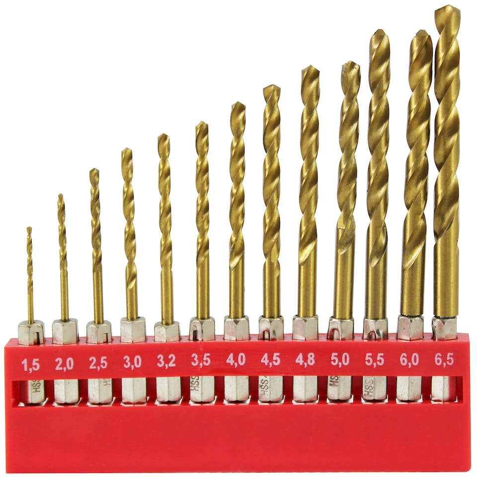 image 1 of Dekton 13pc 1/4'' Shank Hss Drill Set 1.5mm-6.5mm High Speed Steel Drill Bits, H