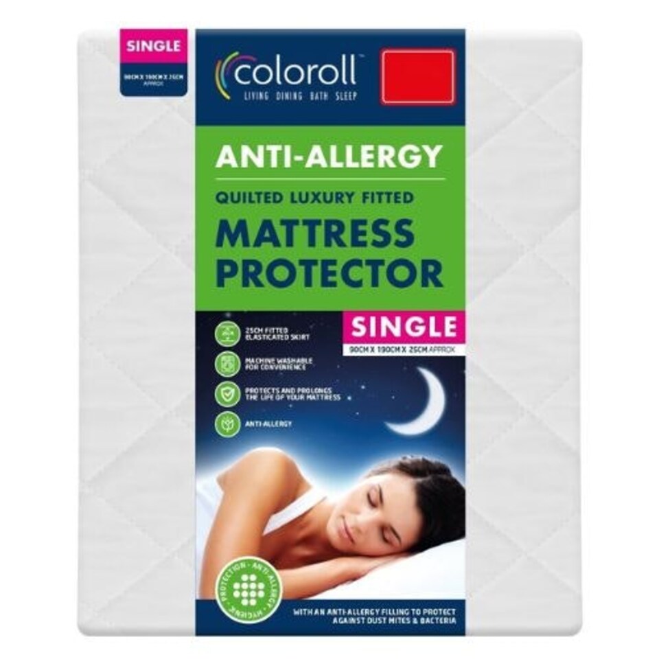 Coloroll Anti-Allergy Mattress Protector Single White | One Size