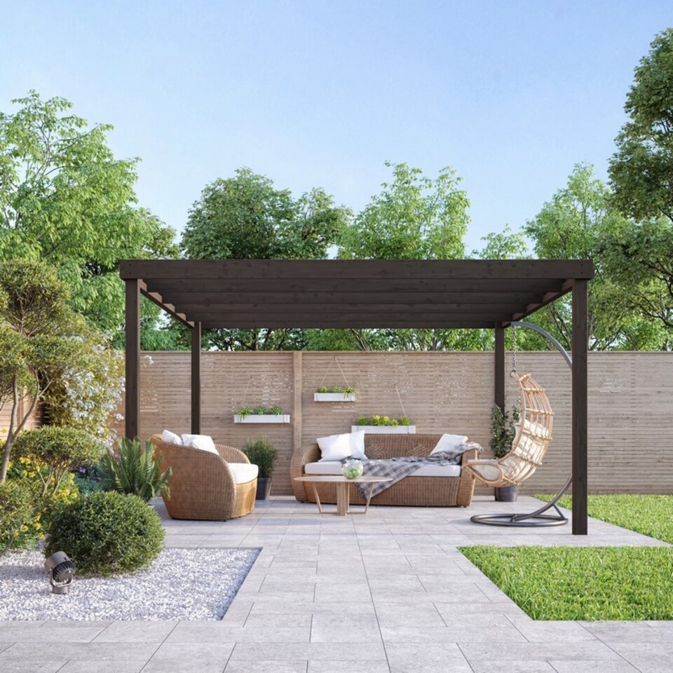 image 1 of Box Pergola - Wood - L180 x W420 x H270 cm - Rustic Brown