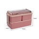 image 2 of Living and Home Dual-Layer Plastic Bento Lunch Box with Cutlery | Pink
