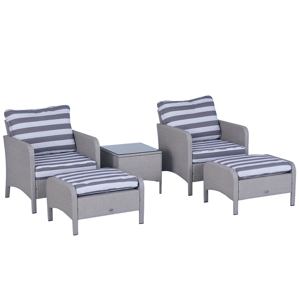 image 1 of Outsunny 5 Pieces Outdoor Patio Furniture Set Wicker Conversation Set Dark Grey