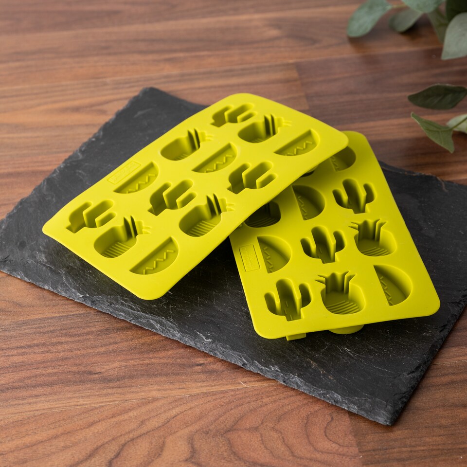 image 1 of BarCraft Set of 2 Tropical Shaped Ice Cube Trays, Flexible Silicone Easy-Release Ice Cube Moulds