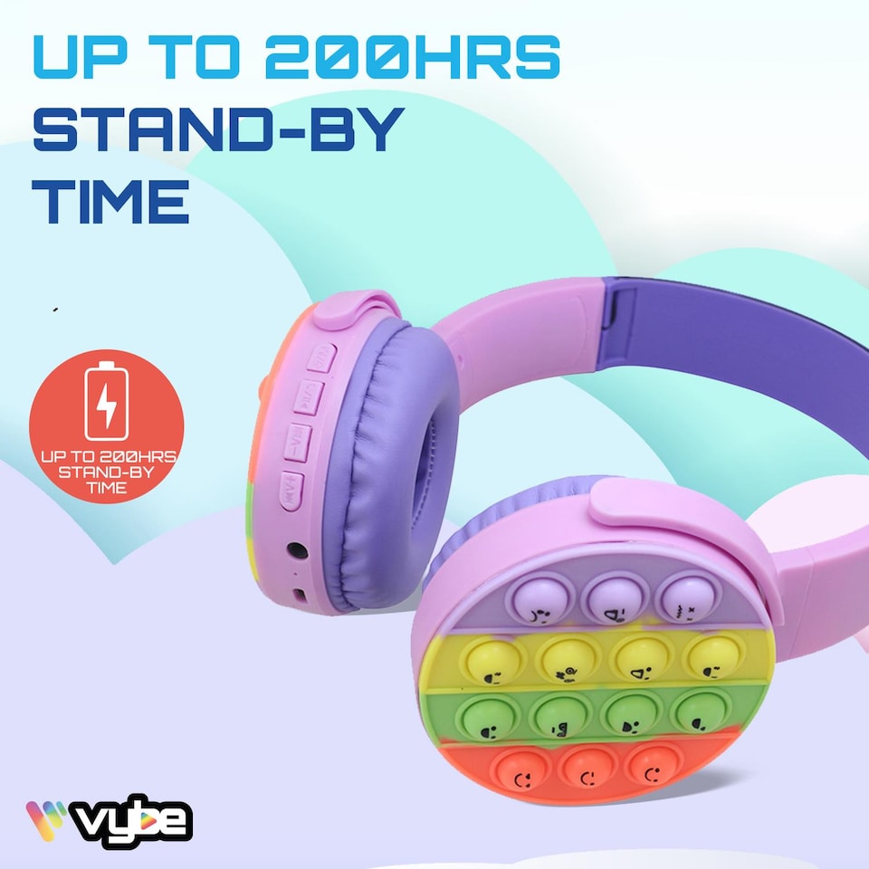 Vybe Stress Buster Push-Pop Fidget Tool AUX Cable Wireless Kids Headset ...