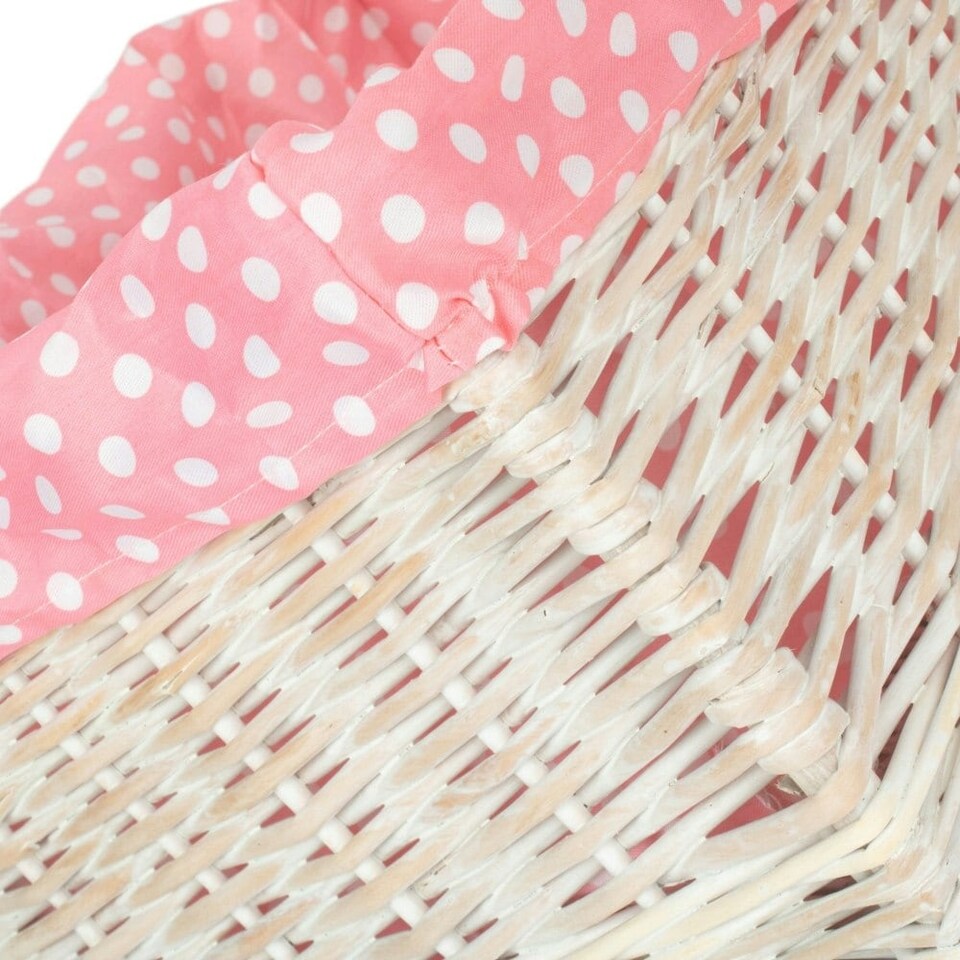 image 1 of Small Pink Spotty Lined Storage Basket | Pink | Pink