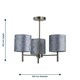 image 5 of Brea - Antique Brass 3 Light Fitting with Grey Crushed Velvet Shades Bronze | Grey