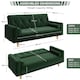 image 4 of Yaheetech Velvet Convertible Sofa Bed with 2 Bolster Pillows-Green