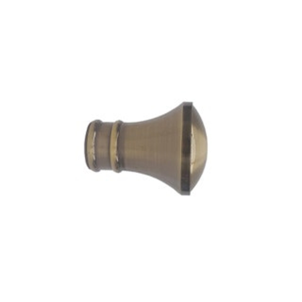 image 1 of 35mm Fixed Length Metal Curtain Pole Set Antique Brass Trumpet Finial 95cm Bronze | Bronze