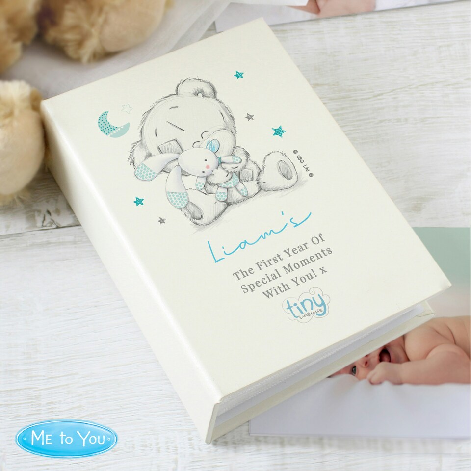 image 1 of Personalised Tiny Tatty Teddy Blue 6x4 Photo Album with Sleeves Cream
