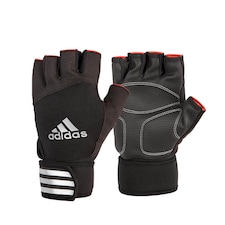 Adidas Half-Finger Weightlifting Gloves, Black/White — Padded Palm & Wrist Strap (Size S) | Multi | Black/White | S