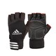 image 1 of Adidas Half-Finger Weightlifting Gloves, Black/White — Padded Palm & Wrist Strap (Size S) | Multi | Black/White | S