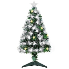 HOMCOM 3ft White Light Artificial Christmas Tree w/ 90 LED Star Topper Tri-Base