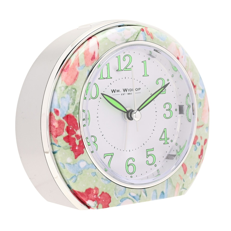 image 1 of Wm.Widdop Quartz Alarm Clock - Green Leaf Design L/S/C Green